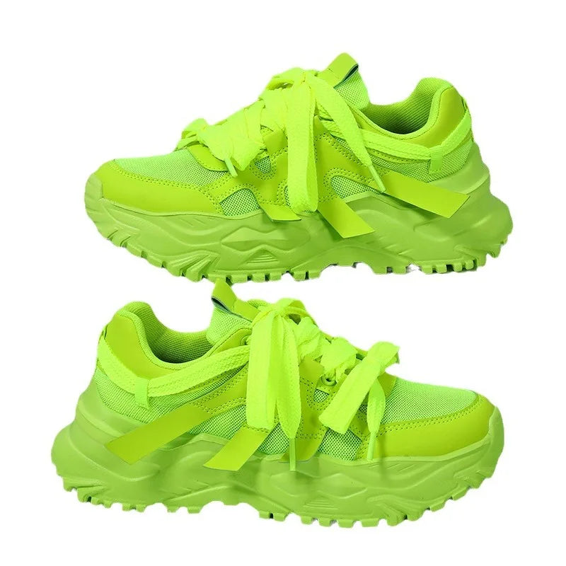 Women's Sneakers - Fluorescent Green Casual Design