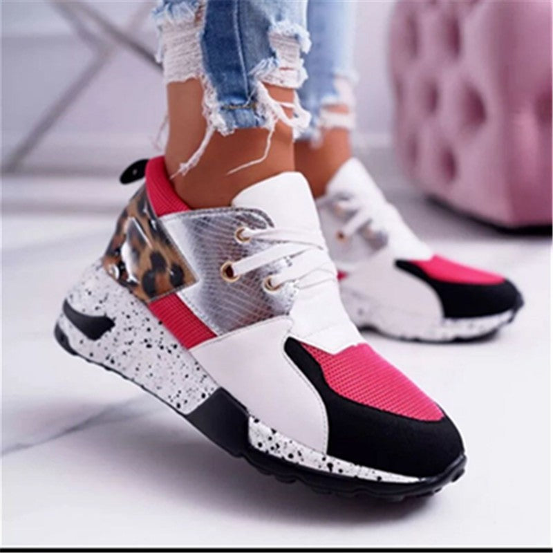 Women's Platform Sneakers - Mixed-Color Design