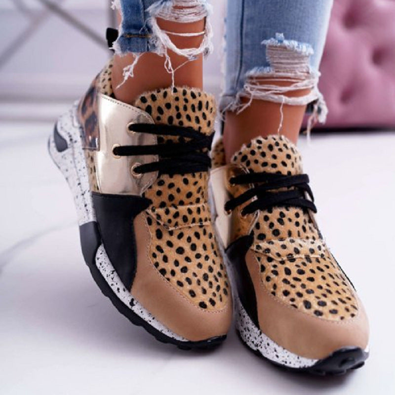 Women's Platform Sneakers - Mixed-Color Design