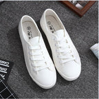 Women's Canvas Shoes - White Tennis Design