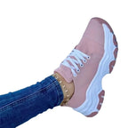 Women's Canvas Sneakers - Platform Lace-Up Design