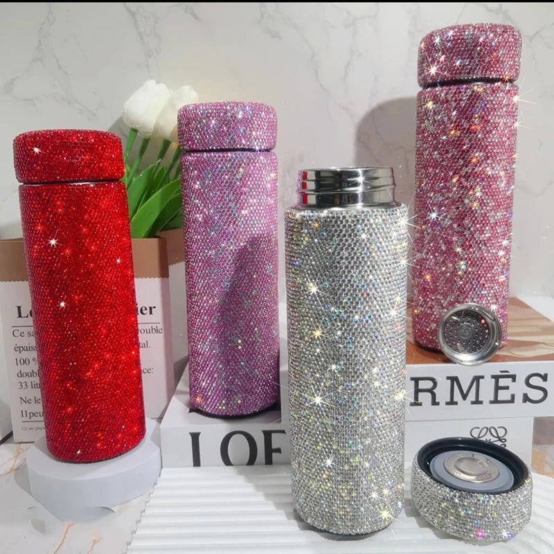 Rhinestone Thermos Bottle - Stainless Steel Vacuum Flask