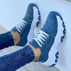 Women's Canvas Sneakers - Platform Lace-Up Design