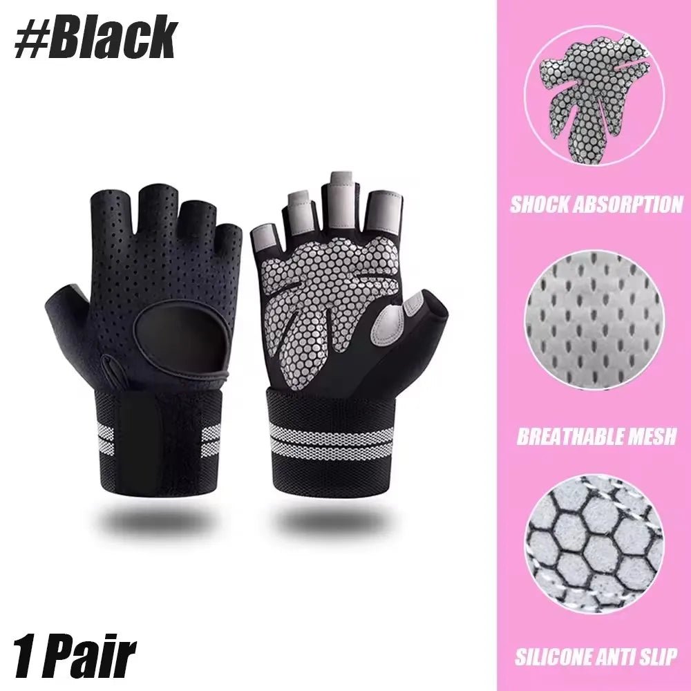 1Pair Half Finger Gym Fitness Gloves for Men & Women with Wrist Wrap Support Crossfit Workout Power Weight Lifting EquipmentEstaliosFitEstaliosFit184447991;2026057;1778180079qZ7YH