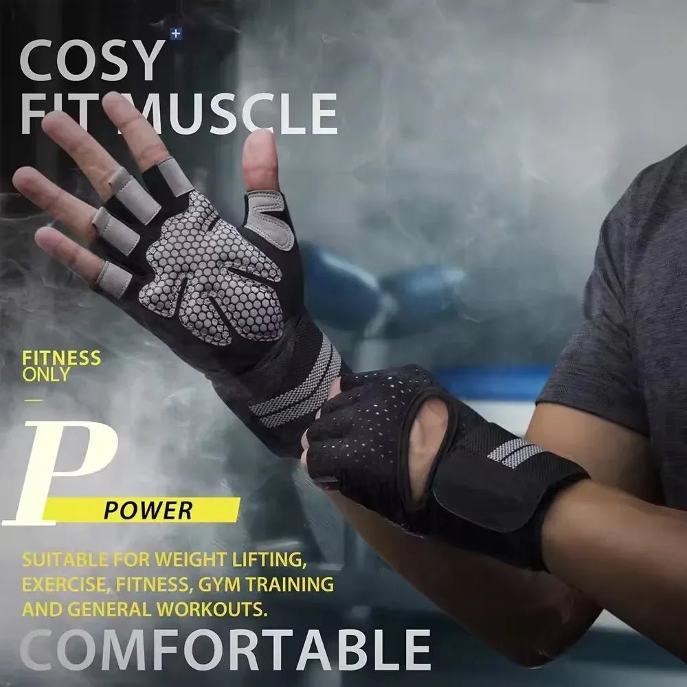 1Pair Half Finger Gym Fitness Gloves for Men & Women with Wrist Wrap Support Crossfit Workout Power Weight Lifting EquipmentEstaliosFitEstaliosFit184447991;2026057;1778180079qZ7YH