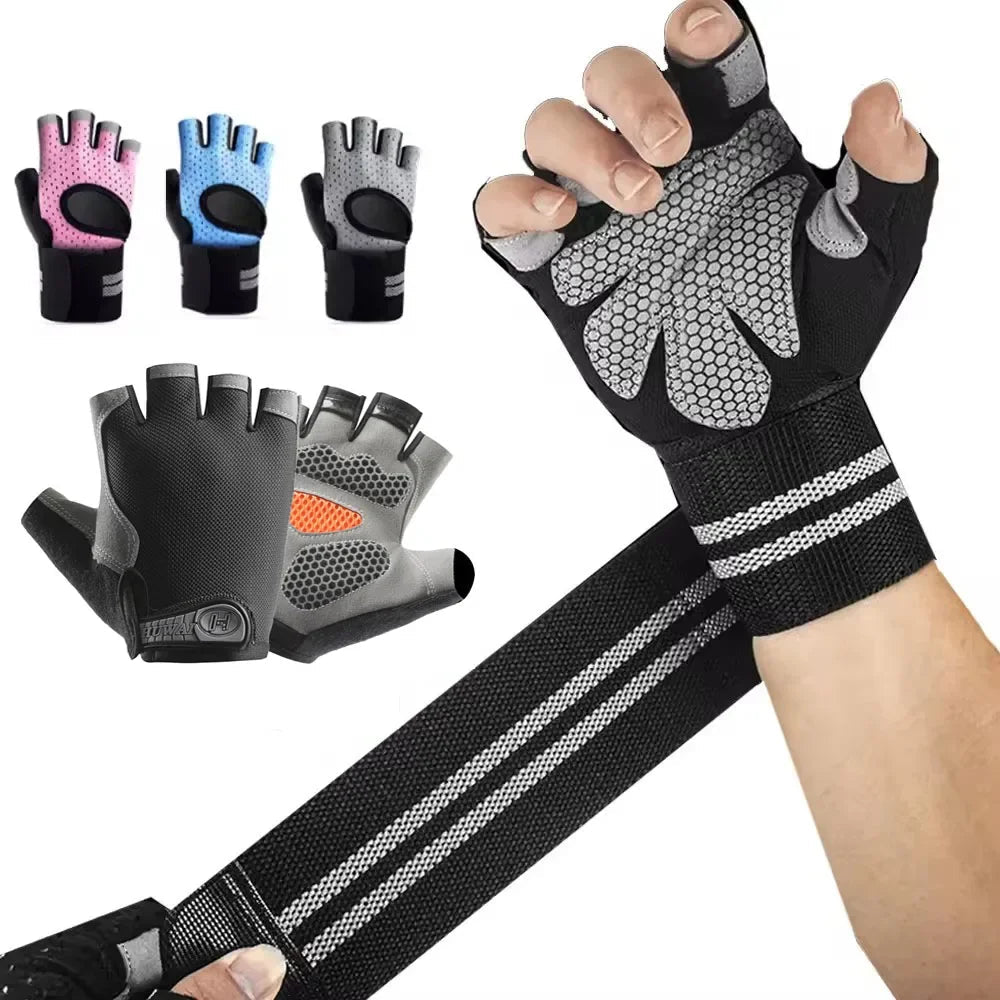 Half-Finger Gym Gloves – Wrist Wrap Support