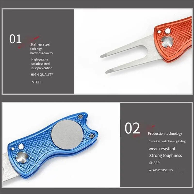 1pc Foldable Golf Divot Repair Tool With Golf Ball Tool Pitch Groove Cleaner Golf Accessories Putting Green Fork Training AidsEstaliosFitEstaliosFit183651810;20260421;1776809335tLfGx