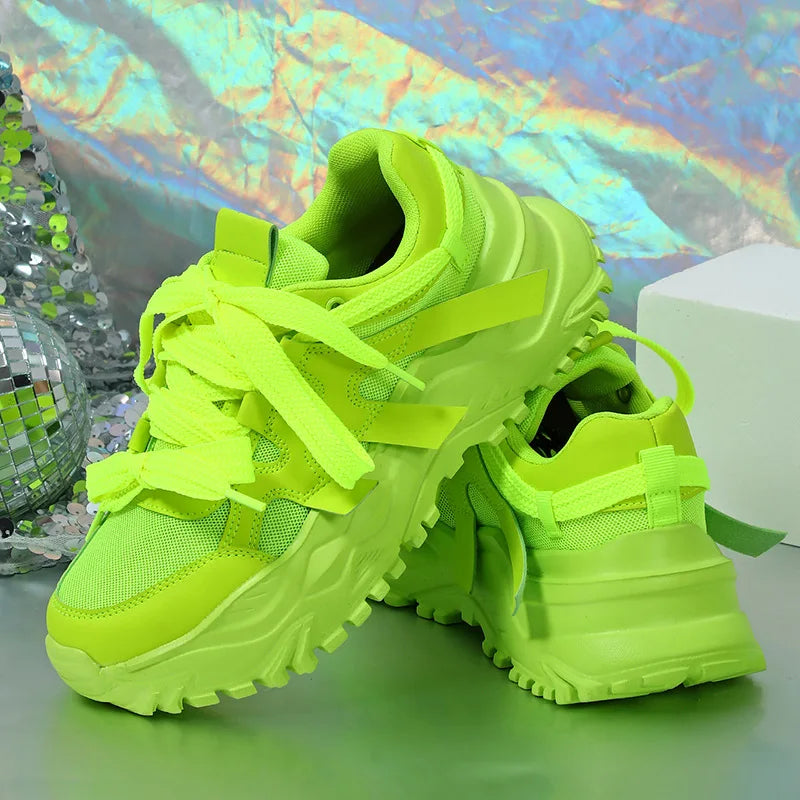 Women's Sneakers - Fluorescent Green Casual Design