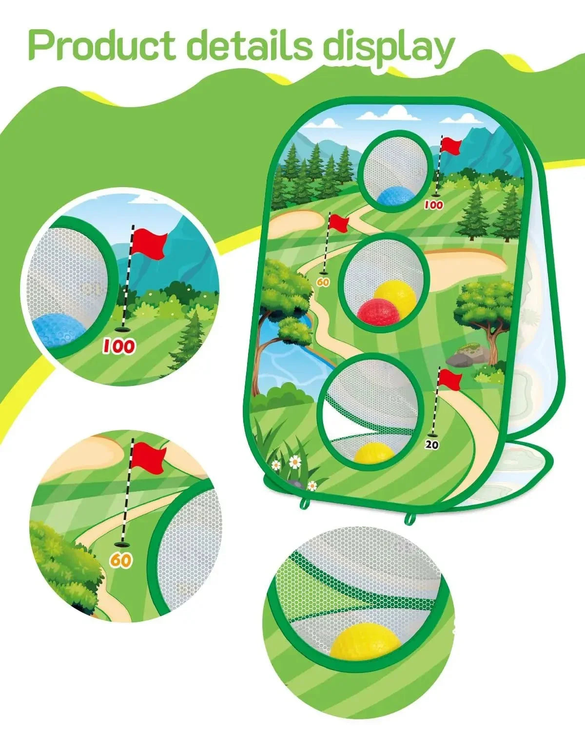 4 In 1 Kids Golf Games Set Golf Putting Practice Mat 3 - Sided Golf Chipping Net with Club Kid Adults Multiple Modes Golf PracticeEstaliosFitEstaliosFit183651662;20260421;1776809253rTIoc