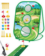 4 In 1 Kids Golf Games Set Golf Putting Practice Mat 3 - Sided Golf Chipping Net with Club Kid Adults Multiple Modes Golf PracticeEstaliosFitEstaliosFit183651662;20260421;1776809253rTIoc