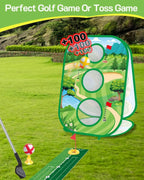 4 In 1 Kids Golf Games Set Golf Putting Practice Mat 3 - Sided Golf Chipping Net with Club Kid Adults Multiple Modes Golf PracticeEstaliosFitEstaliosFit183651662;20260421;1776809253rTIoc