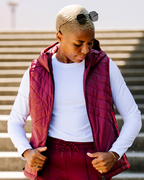Hooded Down Vest – Goal Five Powerstripe