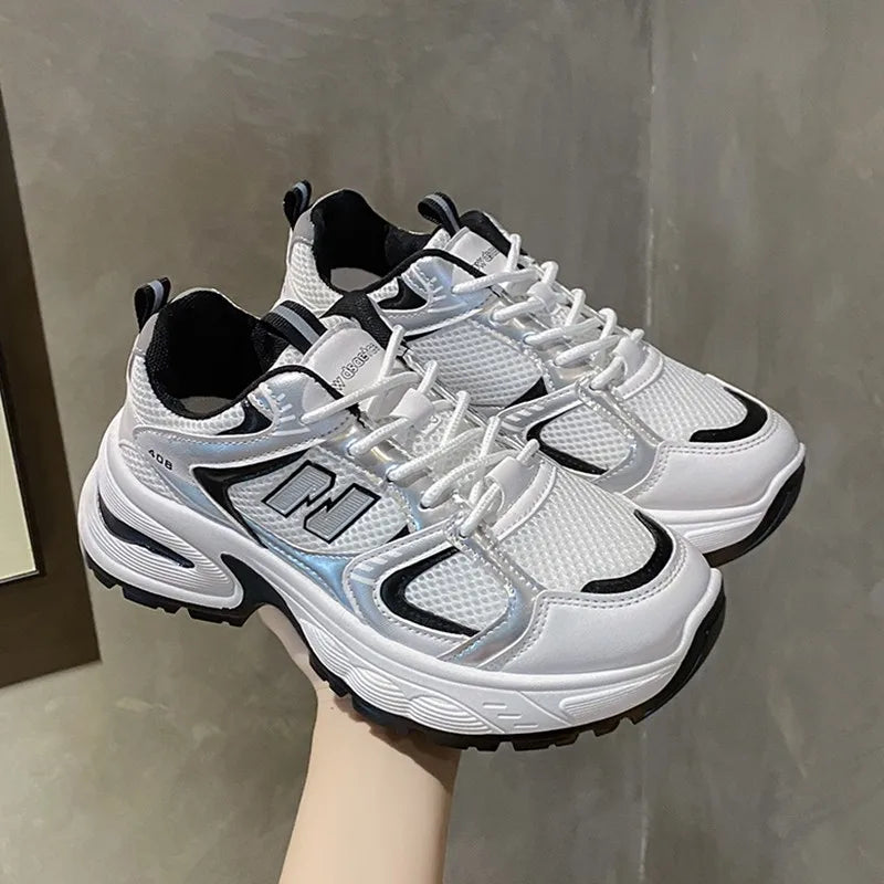 Women's Sneakers - White Low-Top Design
