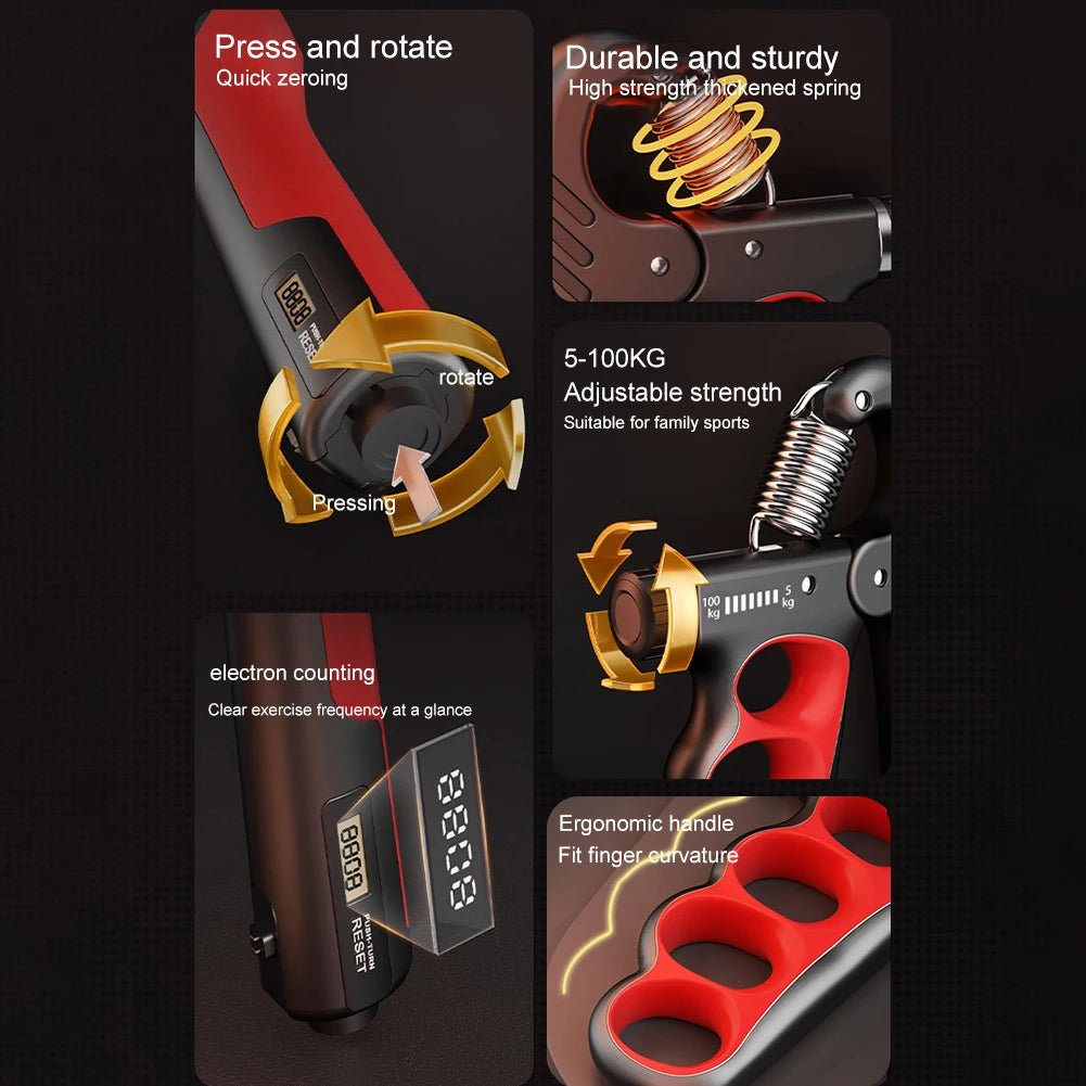 5-120KG Grip Strength Trainer Wrist Expander Adjustable Resistance Finger Exerciser Smart Counting Hand Gripper for Muscle Build.