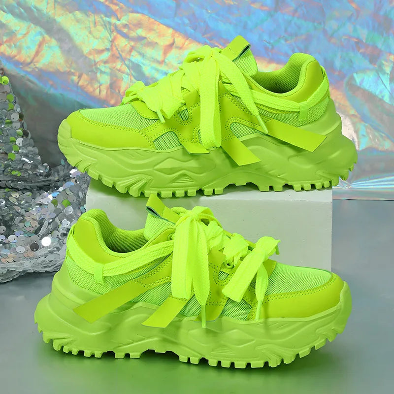 Women's Sneakers - Fluorescent Green Casual Design