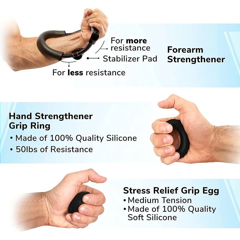 6 Pcs Forearm Hand Grip Strengthener Set Finger Wrist Strengthening Training Adjustable Resistance Strength Training Equipment.