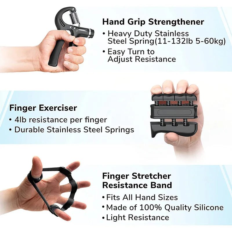 6 Pcs Forearm Hand Grip Strengthener Set Finger Wrist Strengthening Training Adjustable Resistance Strength Training Equipment.