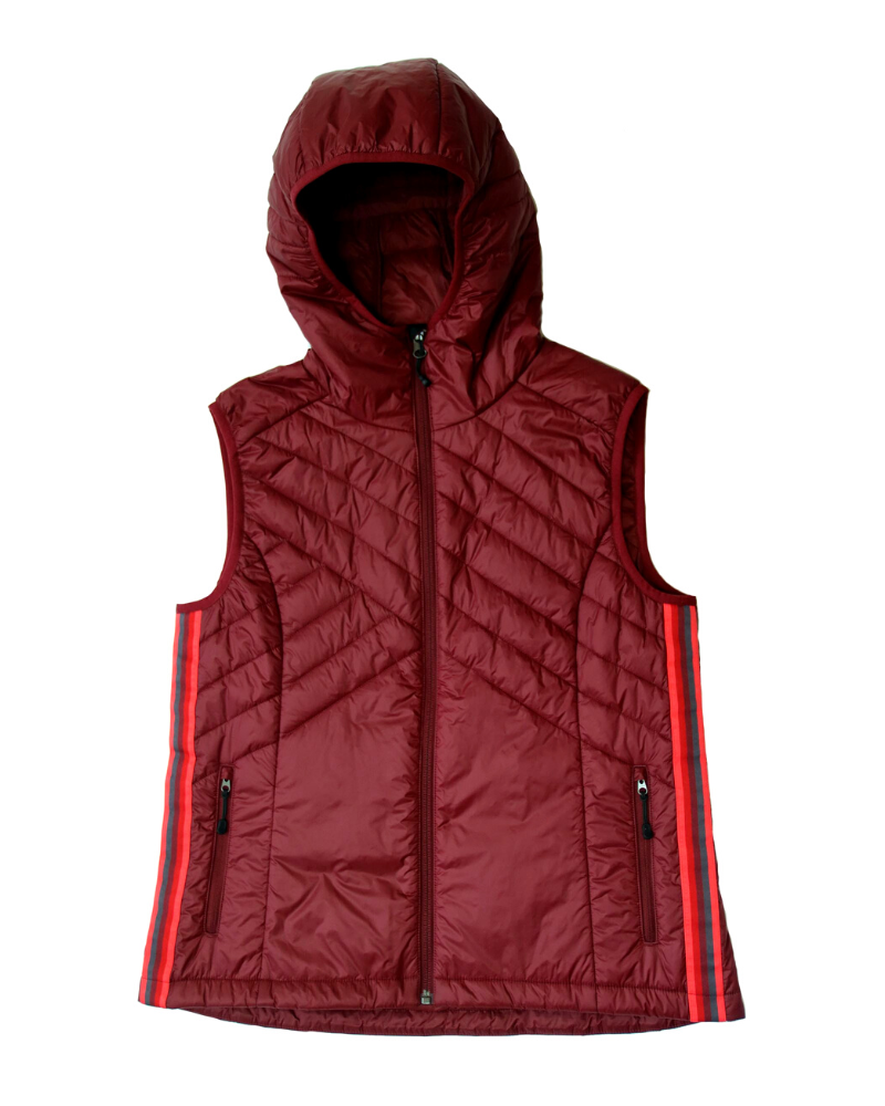 Hooded Down Vest – Goal Five Powerstripe