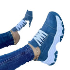 Women's Canvas Sneakers - Platform Lace-Up Design