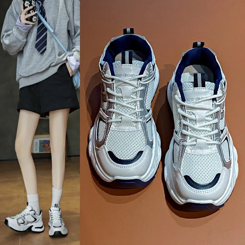 Women's Sneakers - White Low-Top Design