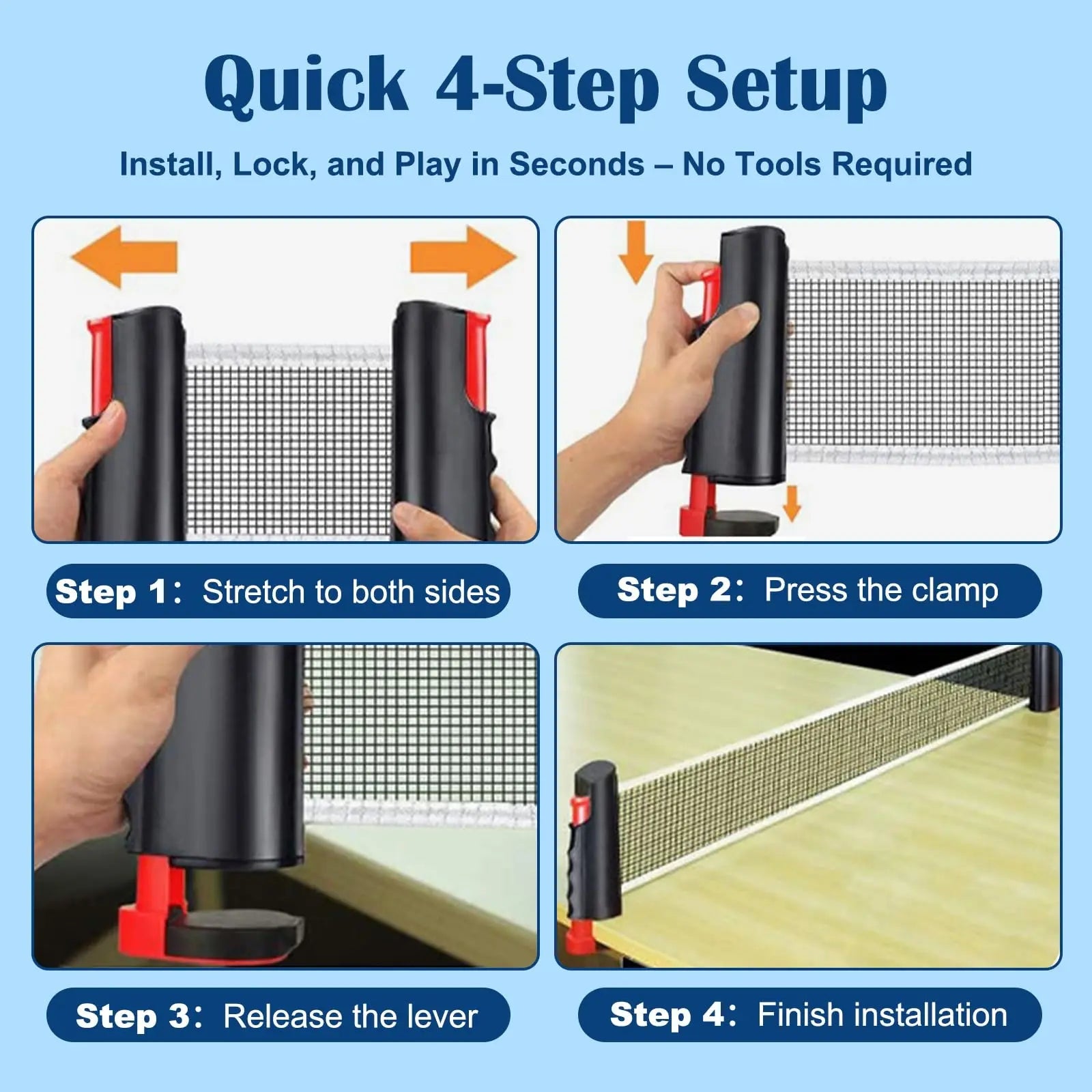 72" Retractable Table Tennis Net with Clamps Portable Ping Pong Net Rack for Any Table Replacement Table Tennis Net Rack PostsEstaliosFitEstaliosFit183652023;20260421;1776809352Oe43L