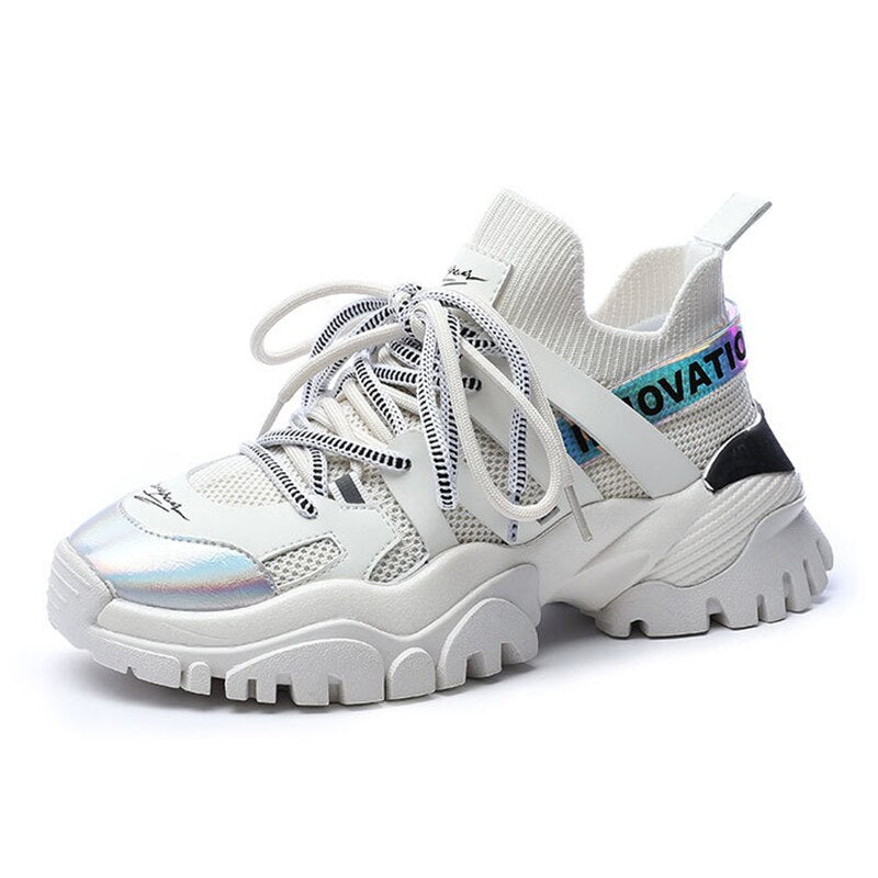 Women's Platform Shoes - Wedge Tennis Design