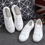 Women's Canvas Shoes - White Tennis Design