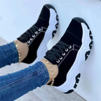 Women's Canvas Sneakers - Platform Lace-Up Design