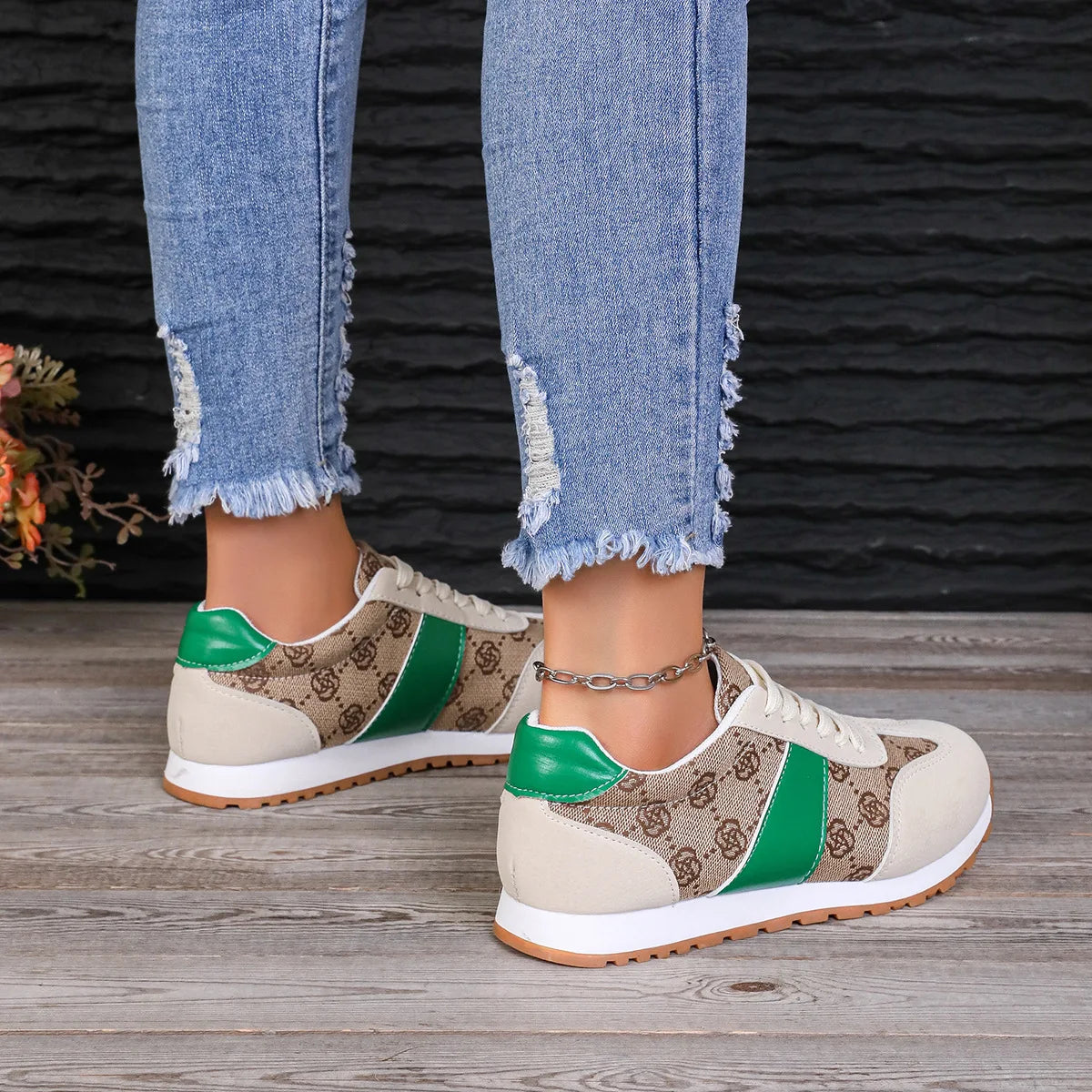 Women's Sneakers - Floral Platform Design