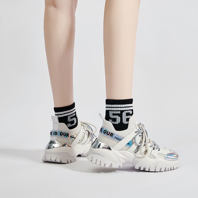 Women's Platform Shoes - Wedge Tennis Design