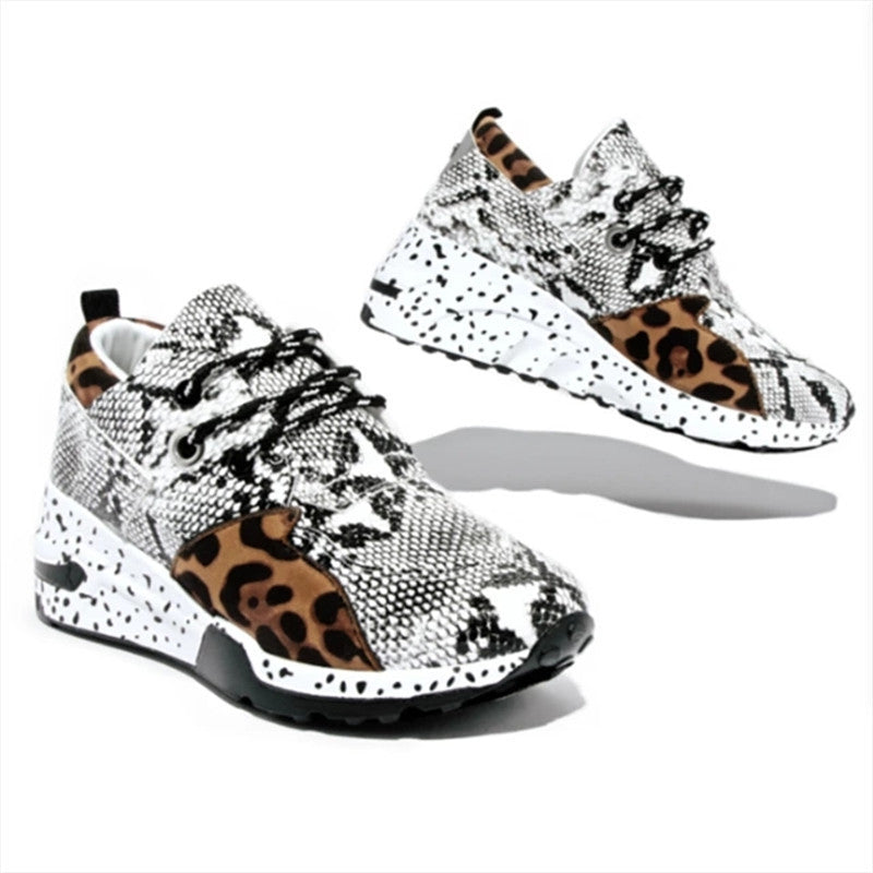 Women's Platform Sneakers - Mixed-Color Design