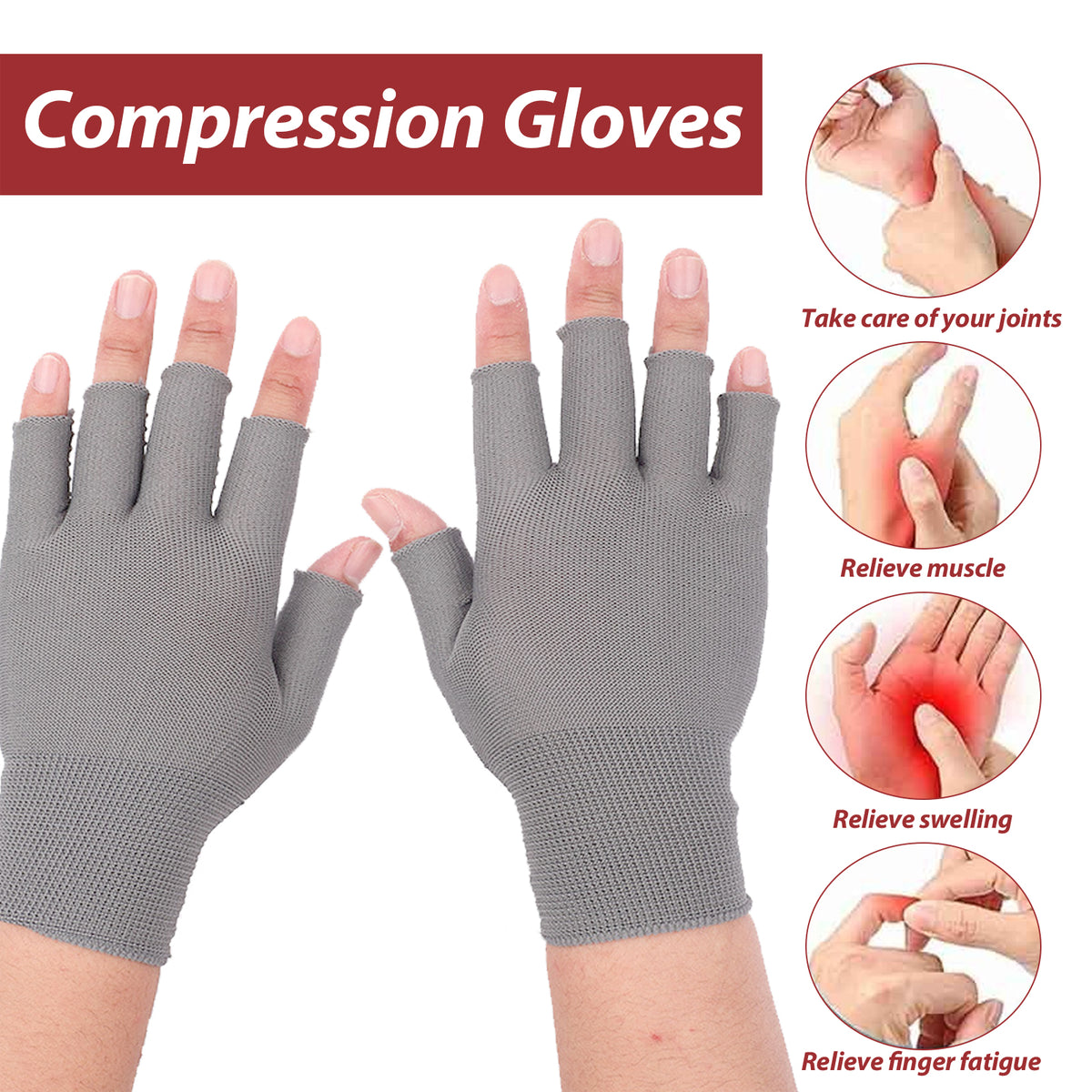 Stridewell Compression Gloves - Nylon Hand and Wrist Support