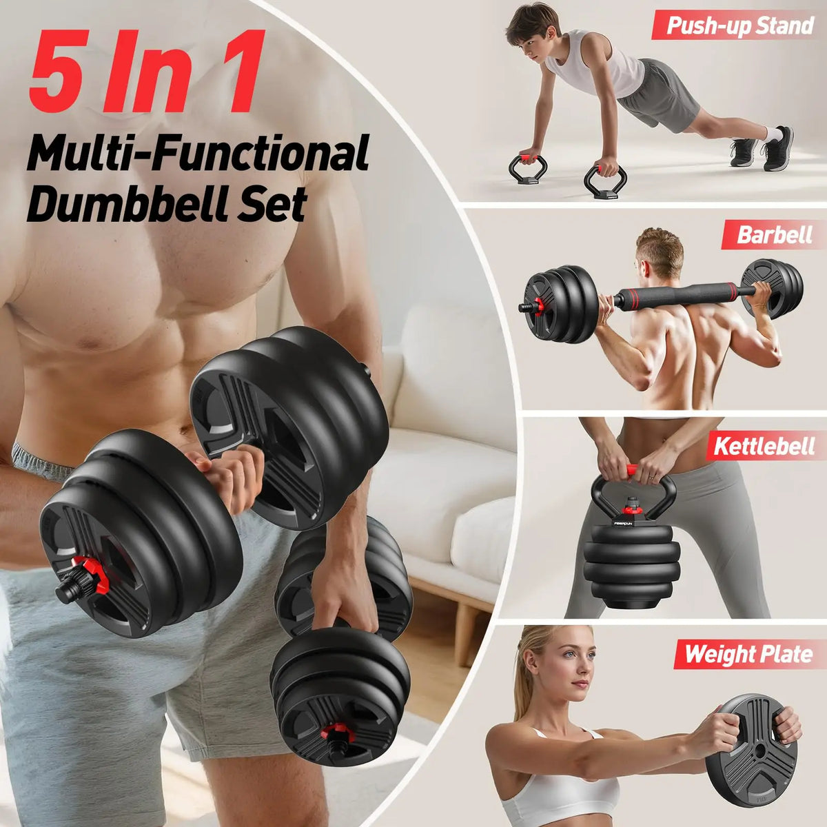 Adjustable Weight Set - 5-in-1 Free Weight System