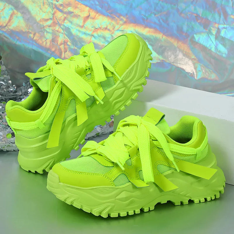 Women's Sneakers - Fluorescent Green Casual Design