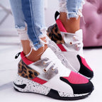 Women's Platform Sneakers - Mixed-Color Design