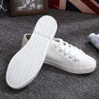 Women's Canvas Shoes - White Tennis Design