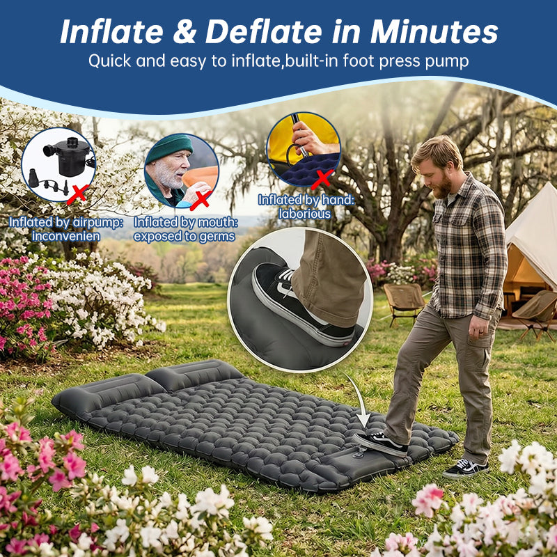 Sleeping Pad - Inflatable Camping Mat with Pillow