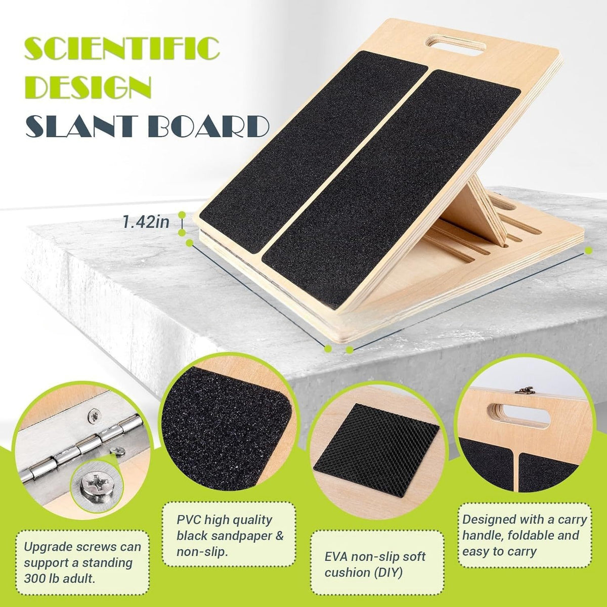 Slant Board - Adjustable Wooden Calf Stretcher