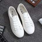 Women's Canvas Shoes - White Tennis Design