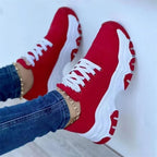 Women's Canvas Sneakers - Platform Lace-Up Design