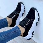Women's Canvas Sneakers - Platform Lace-Up Design