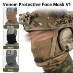 Airsoft Mesh Mask - Half-Face Mask with Neck Gaiter