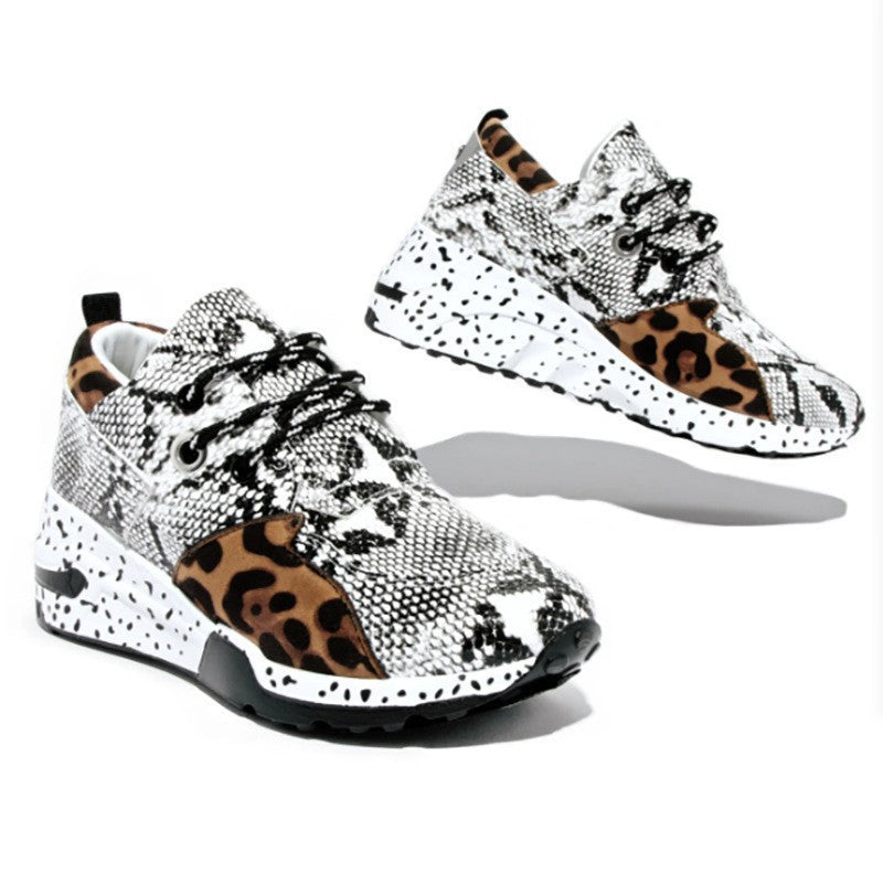 Women's Platform Sneakers - Mixed-Color Design
