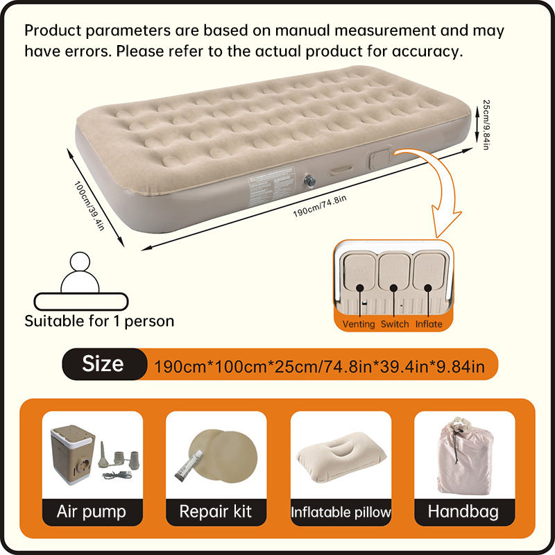 Camping Air Mattress - Built-In Pump Design