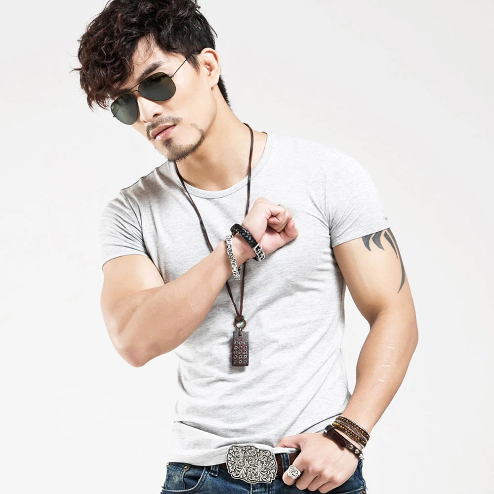 Men's Training T-Shirt - V-Neck Short-Sleeve Top