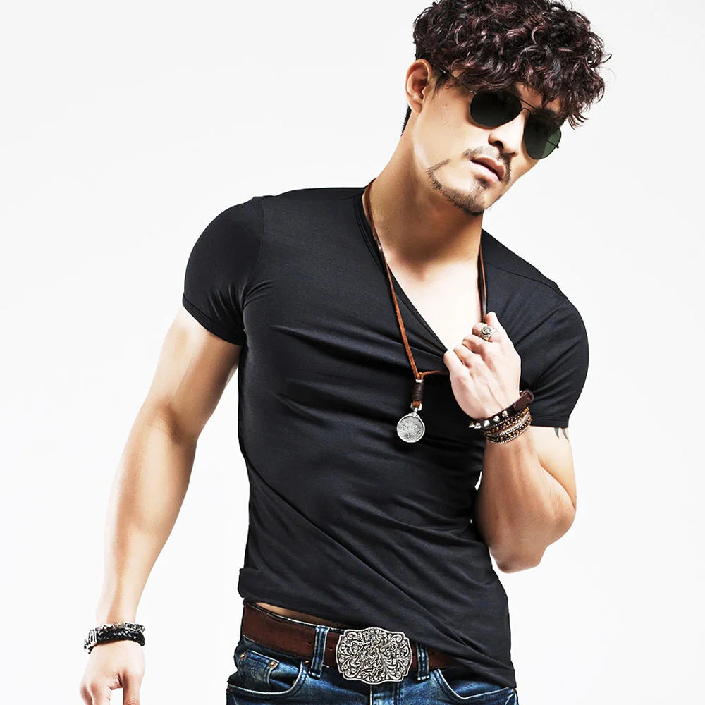 Men's Training T-Shirt - V-Neck Short-Sleeve Top