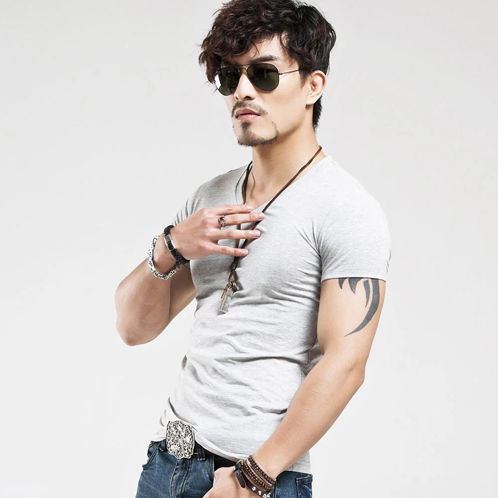 Men's Training T-Shirt - V-Neck Short-Sleeve Top