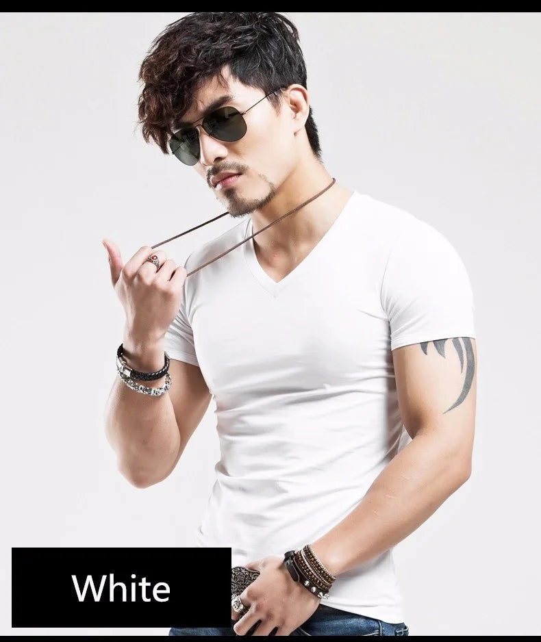 Men's Training T-Shirt - V-Neck Short-Sleeve Top