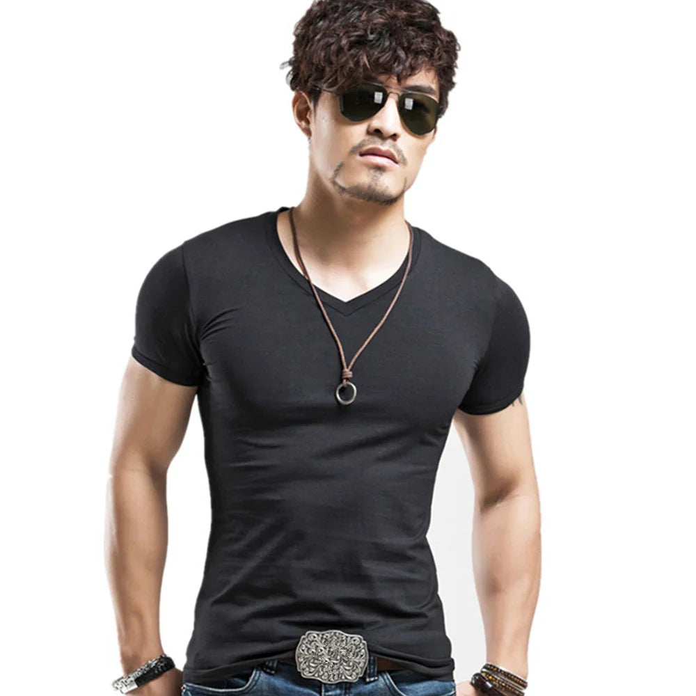 Men's Training T-Shirt - V-Neck Short-Sleeve Top