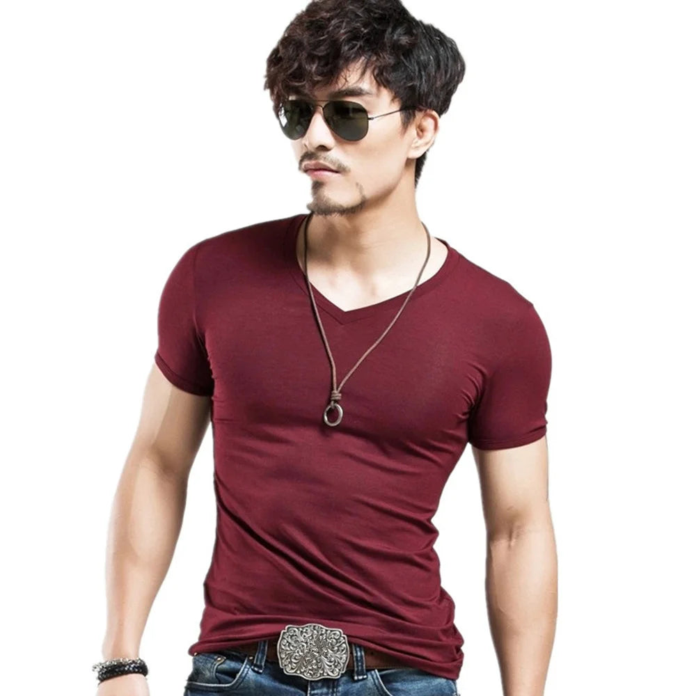 Men's Training T-Shirt - V-Neck Short-Sleeve Top